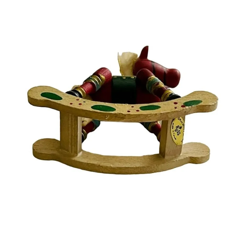 Russ Country Antique Ornaments Wooden Rocking Horse Red